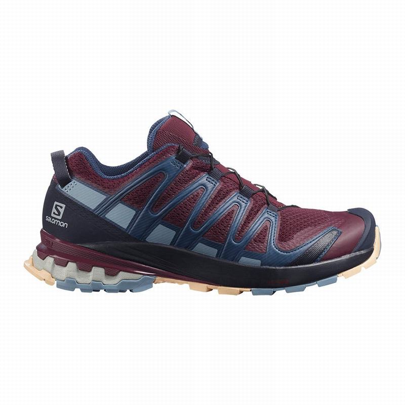SALOMON UK XA PRO 3D V8 - Womens Hiking Shoes Burgundy/Blue,AGSN64170